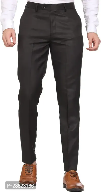 Stylish Black Cotton Blend Solid Formal Trouser For Men-thumb0