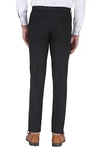 Black Polyester Viscose Blend Casual Trousers For Men-thumb1