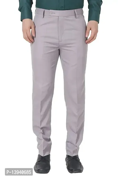 MALENO Slim Fit Men Cotton Blend Light Grey Trouser-thumb0
