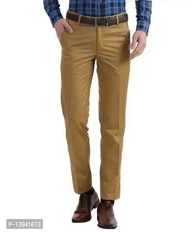MALENO Slim Fit Men Solid Brown Trouser-thumb0