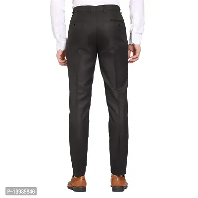 Black Cotton Blend Casual Trousers For Men-thumb2