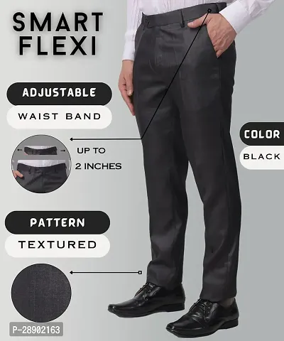 Stylish Black Cotton Blend Regular Fit Formal Trousers For Men-thumb0