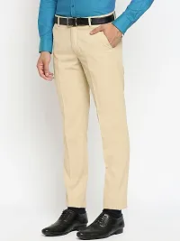 MALENO Men's Slim Fit Cream Trouser-thumb2