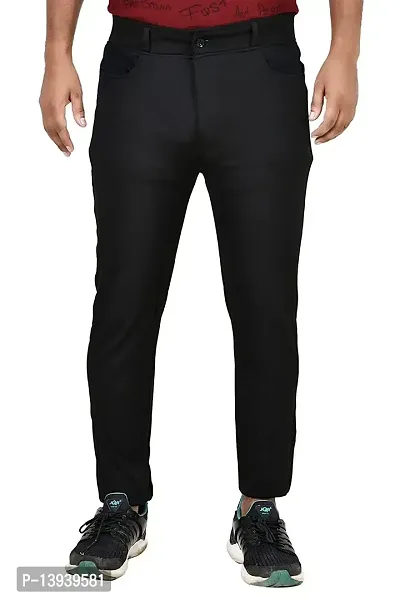 MALENO Men's Stretchable Trouser Style Sports Track Pant Black-thumb0