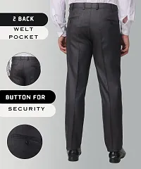 Stylish Black Cotton Blend Regular Fit Formal Trousers For Men-thumb1