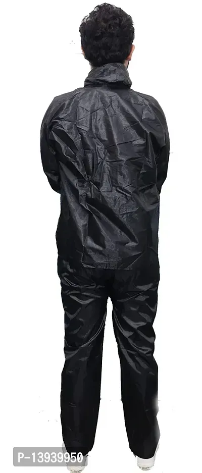 Water Proof Rain Coat Suit For Men With Storage Bag High Collars And Adjustable Hood-thumb4