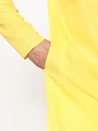 MALENO Men Cotton Lemon Yellow Kurta Pyjama Set-thumb2