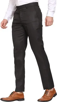 Stylish Black Cotton Blend Solid Formal Trouser For Men-thumb3