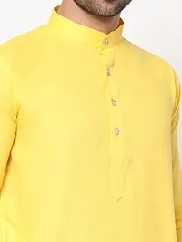 MALENO Men Cotton Lemon Yellow Kurta Pyjama Set-thumb3