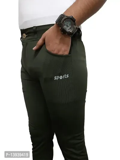 MALENO Men's Stretchable Trouser Look Sports Track Pant Dark Green-thumb3