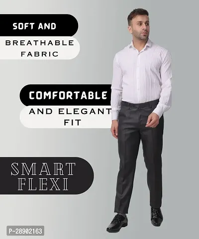 Stylish Black Cotton Blend Regular Fit Formal Trousers For Men-thumb5
