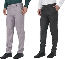 Stylish Multicoloured Polycotton Solid Trouser For Men Pack Of 2-thumb1