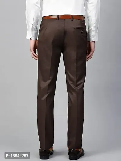 MALENO Men's Slim Fit Brown Trouser-thumb2