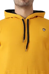 MALENO Men Plain Hooded Yellow Sweat Shirt-thumb2