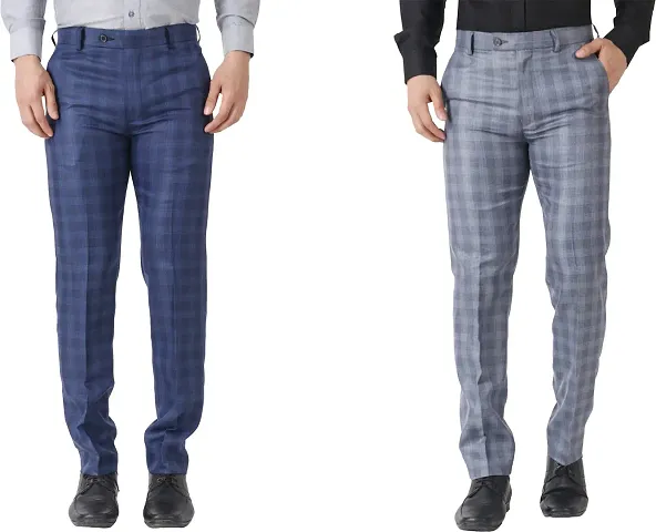 Stylish Fancy Multicoloured Viscose Rayon Slim Fit Formal Trousers For Men