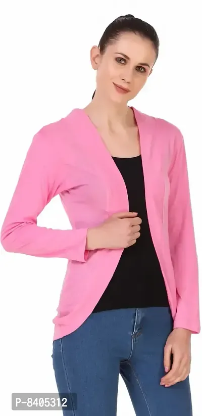 Classy Pink Cotton Blend Shrug For Women