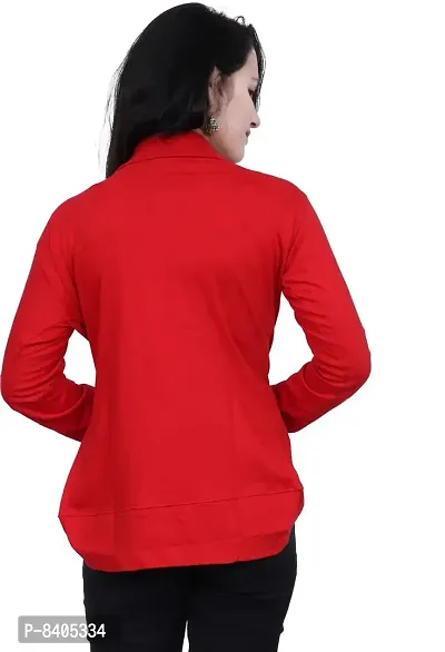 Classy Red Cotton Blend Shrug For Women-thumb2