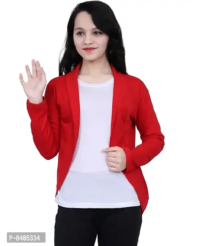 Classy Red Cotton Blend Shrug For Women-thumb0