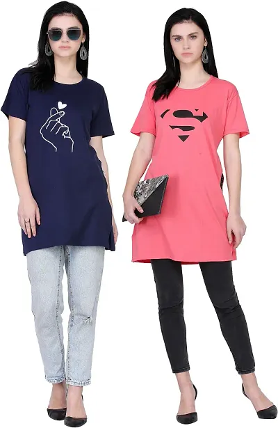 Reliable Blend Round Neck Tunic For Women- Pack Of 2