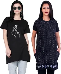 Stylish Fancy Cotton Blend Printed Round Neck Tunic Combo For Women Pack Of 2-thumb3