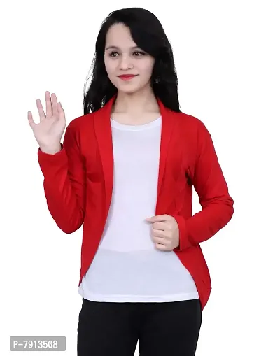 Women's Rayon Asymmetric Neck Shrug (Red, 2XL)