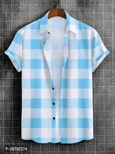 Stylish Linen Checked Casual Shirt for Men-thumb0