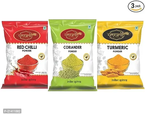Murli Spices Turmeric Powder 500gm Red Chilli Powder 500gm with Coriander Powder 500gm Combo Buy 2 Get 1 Free-thumb0