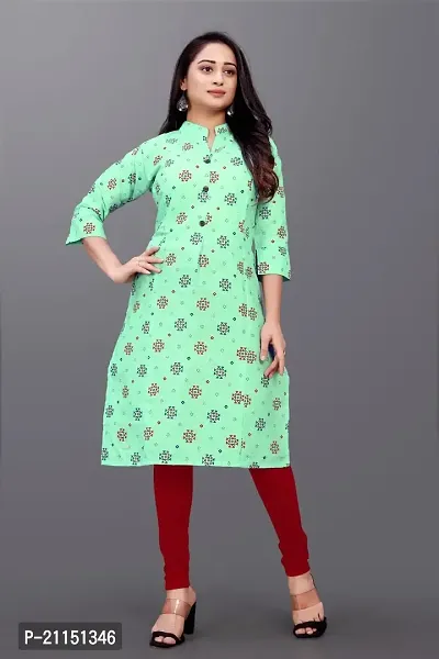 Mavenclad Women's Printed Magic Cotton Regular Fit 3/4 Sleeve Lightweight Casual Wear Feeding Kurti (R-B1-Colar-Turqouise-L)-thumb5