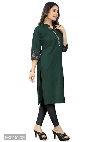 Mavenclad Women's Solid Cotton Blend Regular Fit 3/4 Sleeve Lightweight Casual Wear Feeding Kurti (B-F-220)-thumb2