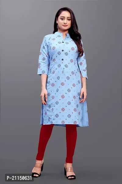 Mavenclad Women's Printed Magic Cotton Regular Fit 3/4 Sleeve Lightweight Casual Wear Feeding Kurti (B-F-102_Blue_M)-thumb3