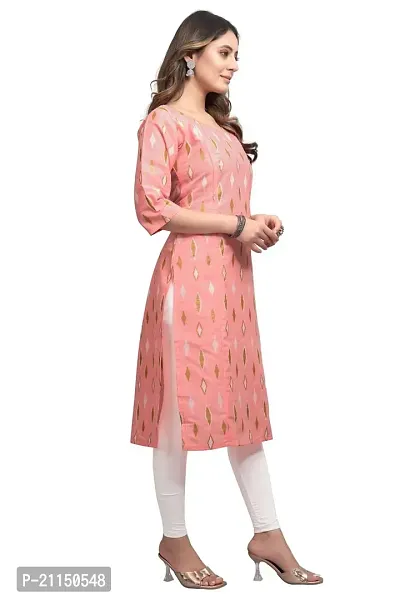 Mavenclad Women's Printed Cotton Blend Regular Fit Bell Sleeve Lightweight Casual Wear Feeding Kurti (B-F-208_Peach_2XL)-thumb5