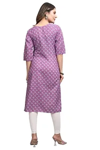 Mavenclad Women's Printed Cotton Blend Regular Fit Bell Sleeve Lightweight Casual Wear Feeding Kurti (B-F-175_Parrot_XL) Purple-thumb4