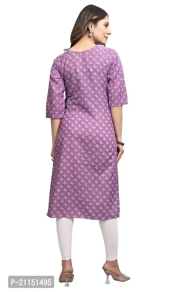 Mavenclad Women's Printed Cotton Blend Regular Fit Bell Sleeve Lightweight Casual Wear Feeding Kurti (B-F-175_Parrot_XL) Purple-thumb5