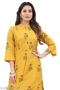 Mavenclad Women's Printed Magic Cotton Regular Fit 3/4 Sleeve Lightweight Casual Wear Feeding Kurti (B-F-163_Yellow_XL)-thumb4