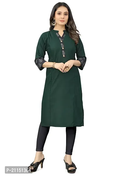 Mavenclad Women's Printed Cotton Blend Regular Fit 3/4 Sleeve Lightweight Casual Wear Feeding Kurti (R-K2-Pelan-Green-XL)-thumb0