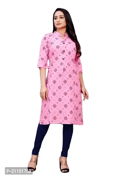 Mavenclad Women's Printed Magic Cotton Regular Fit 3/4 Sleeve Lightweight Casual Wear Feeding Kurti (R-B1-Colar-Pink-M)-thumb0