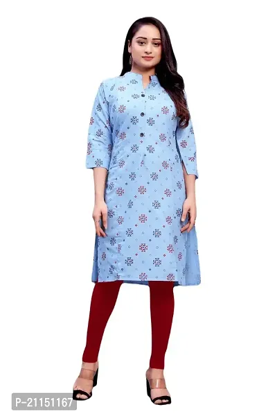 Mavenclad Women's Printed Cotton Blend Regular Fit 3/4 Sleeve Lightweight Casual Wear Feeding Kurti (B-F-183_Grey_XL)