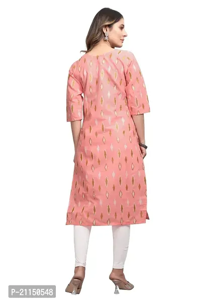 Mavenclad Women's Printed Cotton Blend Regular Fit Bell Sleeve Lightweight Casual Wear Feeding Kurti (B-F-208_Peach_2XL)-thumb2