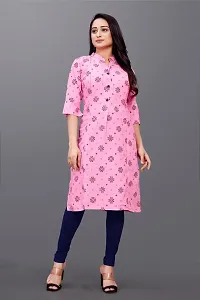 Mavenclad Women's Printed Cotton Blend Regular Fit 3/4 Sleeve Lightweight Casual Wear Feeding Kurti (B-F-130_Pink_M)-thumb2