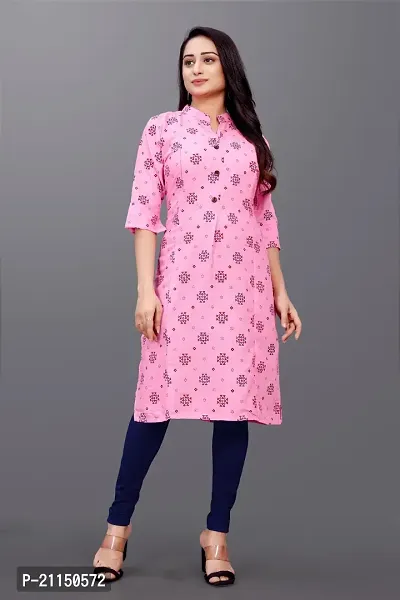 Mavenclad Women's Printed Cotton Blend Regular Fit 3/4 Sleeve Lightweight Casual Wear Feeding Kurti (B-F-130_Pink_M)-thumb3