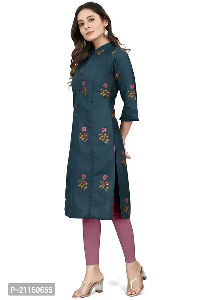 Mavenclad Women's Printed Cotton Blend Regular Fit 3/4 Sleeve Lightweight Casual Wear Feeding Kurti (B-F-107_Blue_M)-thumb2