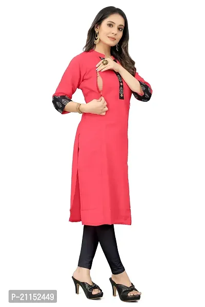 Mavenclad Women's Solid Cotton Blend Regular Fit 3/4 Sleeve Lightweight Casual Wear Feeding Kurti (B-F-220)-thumb3