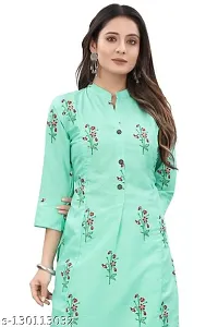 Mavenclad Women's Printed Cotton Blend Regular Fit 3/4 Sleeve Lightweight Casual Wear Feeding Kurti (B-F-106_AquaBlue_M)-thumb4