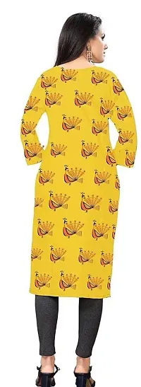 Mavenclad Women's Printed Cotton Blend Regular Fit Bell Sleeve Lightweight Casual Wear Feeding Kurti (B-F-117_Parrot_M) Yellow-thumb3