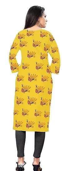 Mavenclad Women's Printed Cotton Blend Regular Fit Bell Sleeve Lightweight Casual Wear Feeding Kurti (B-F-117_Parrot_M) Yellow-thumb4