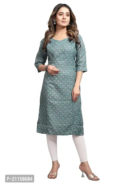 Mavenclad Women's Printed Cotton Blend Regular Fit Bell Sleeve Lightweight Casual Wear Feeding Kurti (B-F-119_Grey_M)