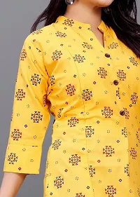 Mavenclad Women's Printed Cotton Blend Regular Fit 3/4 Sleeve Lightweight Casual Wear Feeding Kurti (R-B1-Colar-Yellow-XL)-thumb4