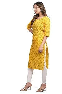 Mavenclad Women's Printed Cotton Blend Regular Fit Bell Sleeve Lightweight Casual Wear Feeding Kurti (B-F-176_Yellow_XL)-thumb3