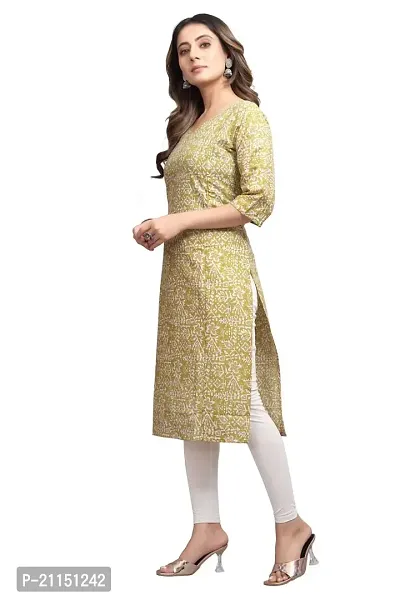 Mavenclad Women's Printed Cotton Blend Regular Fit 3/4 Sleeve Lightweight Casual Wear Feeding Kurti (B-F-124_Yellow_M)-thumb4