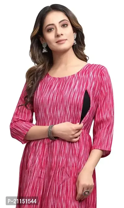 Mavenclad Women's Printed Cotton Blend Regular Fit Bell Sleeve Lightweight Casual Wear Feeding Kurti (B-F-209_Purple_2XL)-thumb3